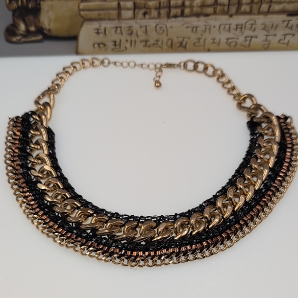 H&M Gold and Black Layered Necklace Statement Piece - Picture 3 of 4